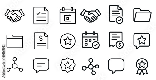 Business and communication line icons set – outline, linear, corporate symbols