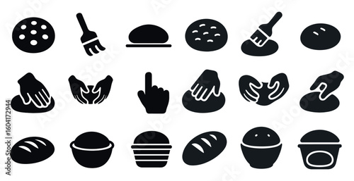 Baking and cooking silhouette icons set – filled, solid, culinary design symbols