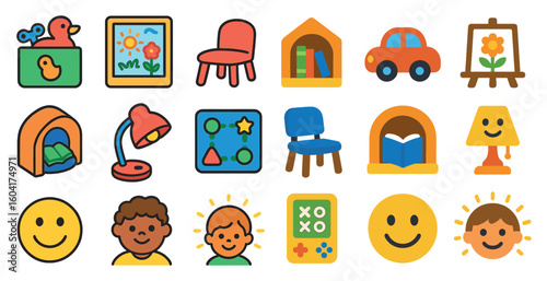 Children's education 3d icons set – playful, learning, school visuals
