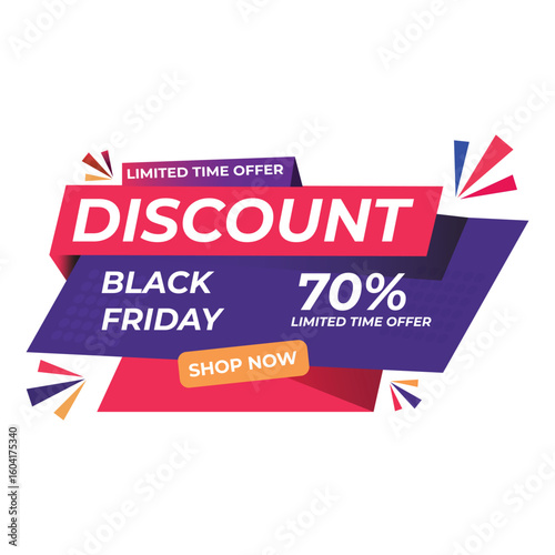 Colorful Sale Promotion Banner With 70 Percent Discount for Black Friday