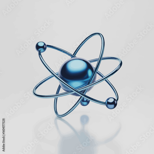 Elegant Blue Atom Model Scientific Representation of Molecular Structure for Physics Chemistry and Biology Concepts Explained