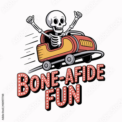 T-shirt skull design vector bone afide fun skeleton on roller coaster halloween spooky ride vector illustration design art