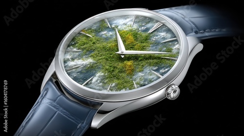 Unique Landscape Wristwatch: A Timepiece Featuring a Stunning Nature Dial