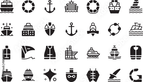 Collection of nautical and maritime vector icons