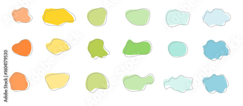 Organic blob shape colorful set. Liquid irregular forms vector isolated objects collection.