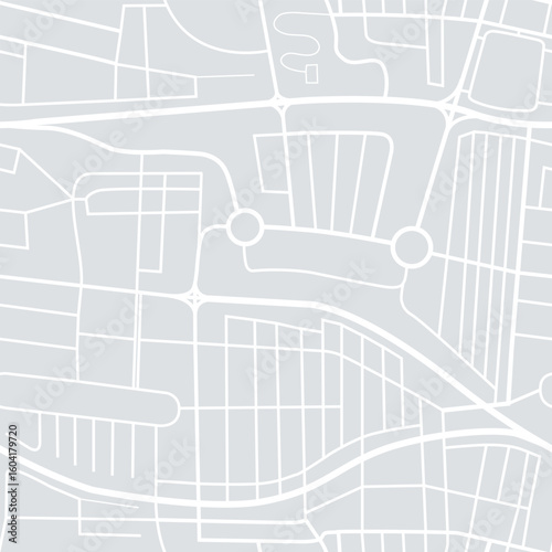 City road plan graphic print. Seamless vector texture with simple city map. City map vector pattern in grey and white.