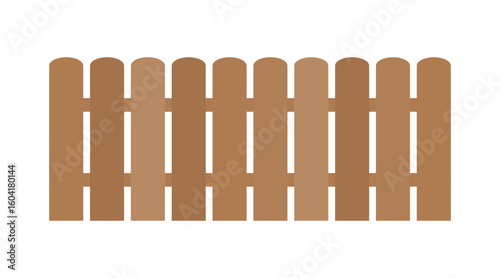 Cartoon fence vector illustration. Simple cartoon style picket fence. Isolated wooden fence graphics.