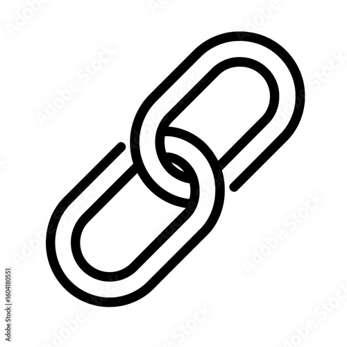 Black and White Chain Link Icon Vector - Symbolizing Connection, URL, and Relationships