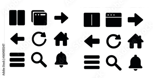 User interface filled icons set – flat, solid, web and app ui symbols