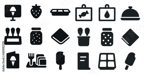 Catering and food solid icons set – filled, culinary, restaurant symbols collection
