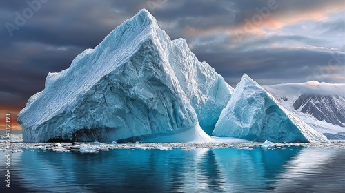 Wallpaper Mural Majestic iceberg floating serenely in calm arctic waters with dramatic mountain and sky reflections Torontodigital.ca