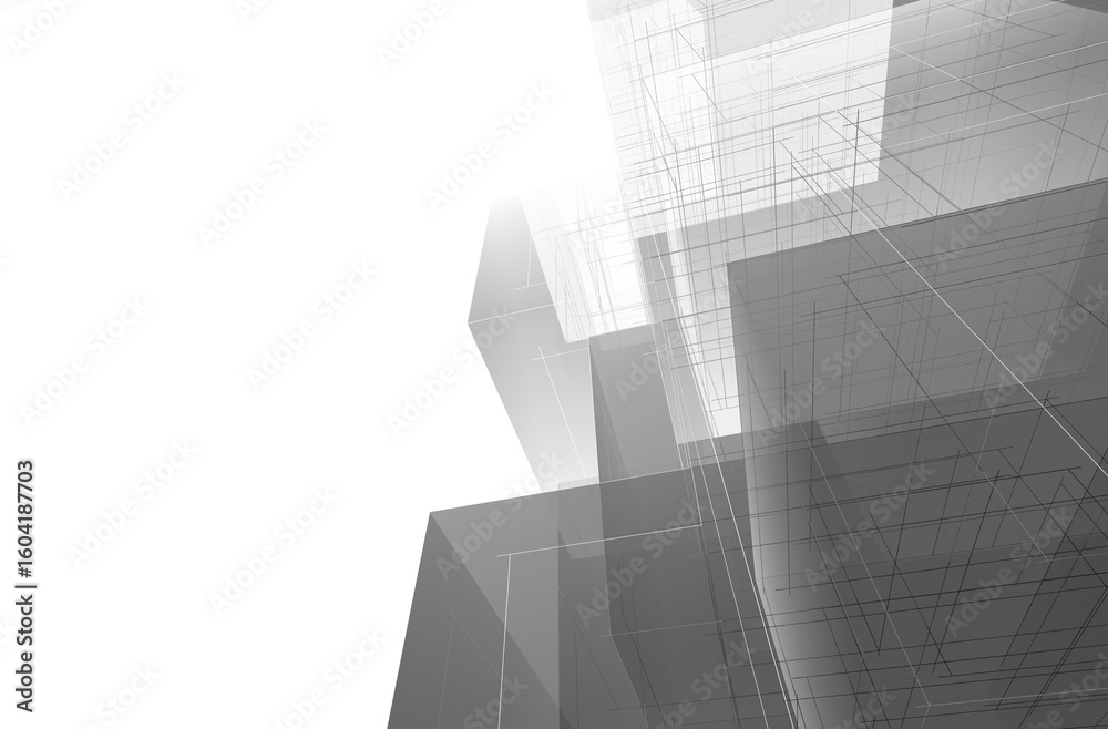 Fototapeta premium Abstract buildings 3d. Architectural background 