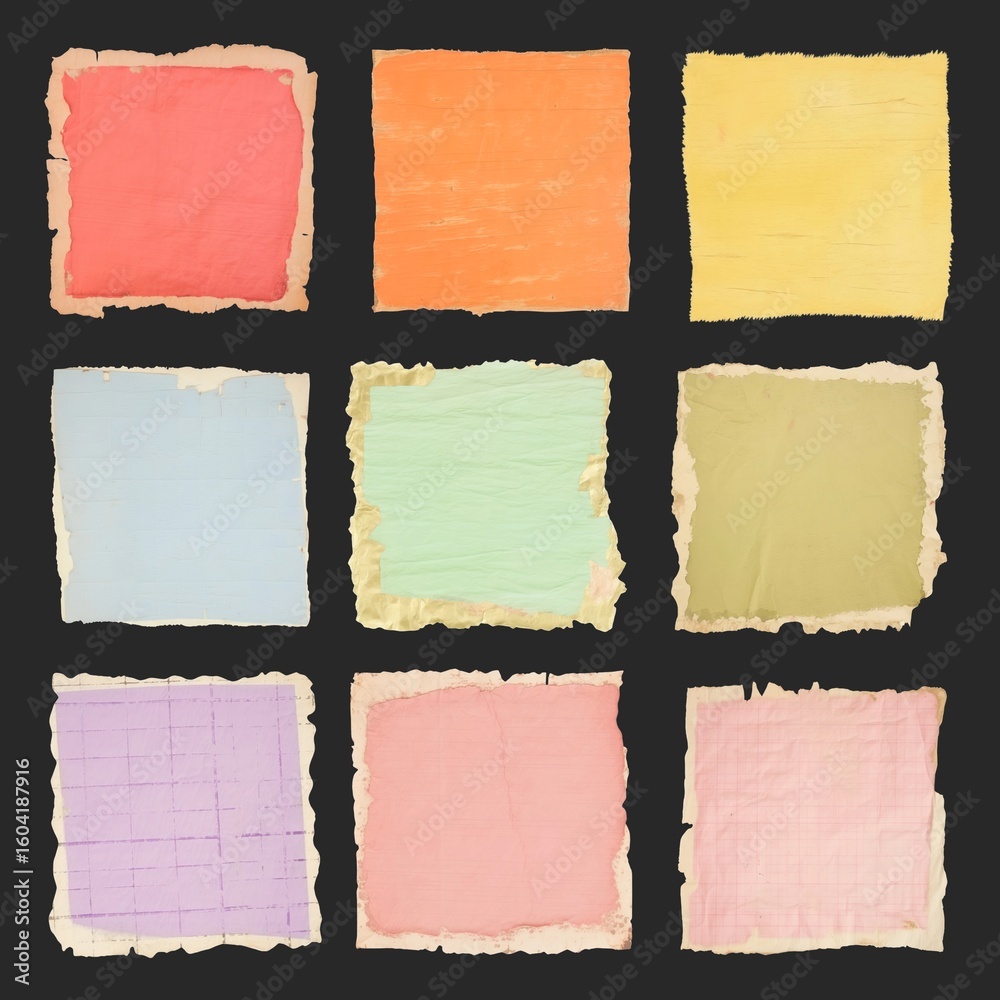 Fototapeta premium Vintage rainbow ripped paper element set