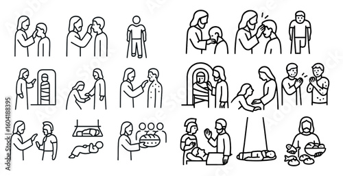 Healing and health line icons set – outline, medical, wellness and therapy symbols