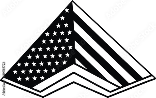 American Flag Chevron in Black and White for Military or Patriotic Design