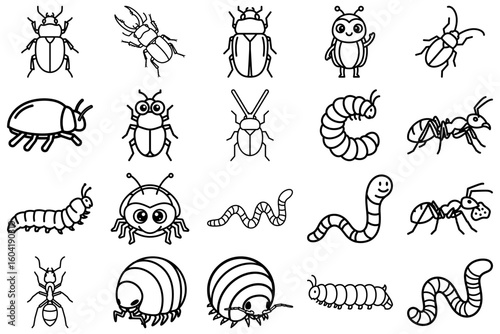 Bug Collection: A monochrome montage of various bugs showcases the diversity and intricacy of insects. From beetles to worms.