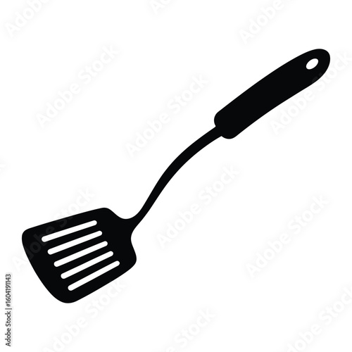 Spatula Silhouette, Vector, Illustration, Outline, Line Art, Icon, White Background.