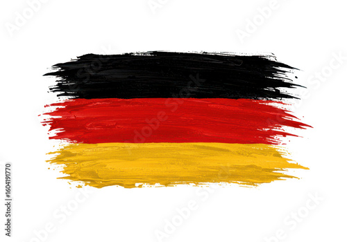 The german flag painted with brush strokes isolated on transparent background