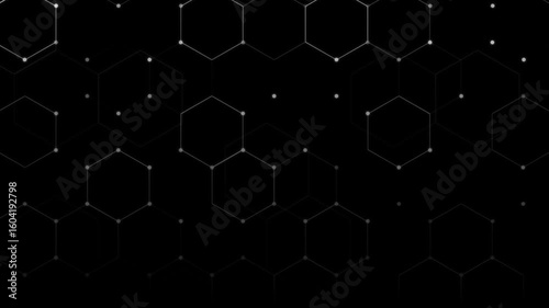 Black background with hexagon pattern animation light futuristic technology illustration