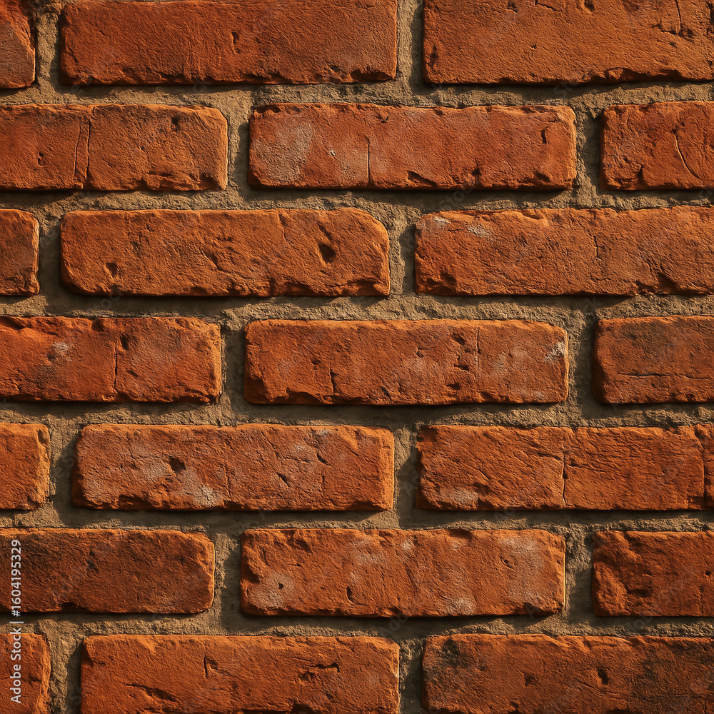 Obraz premium Close-up of textured red brick wall in natural light