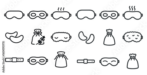 Sleep and relaxation line icons set – outline, linear, bedtime and rest symbols
