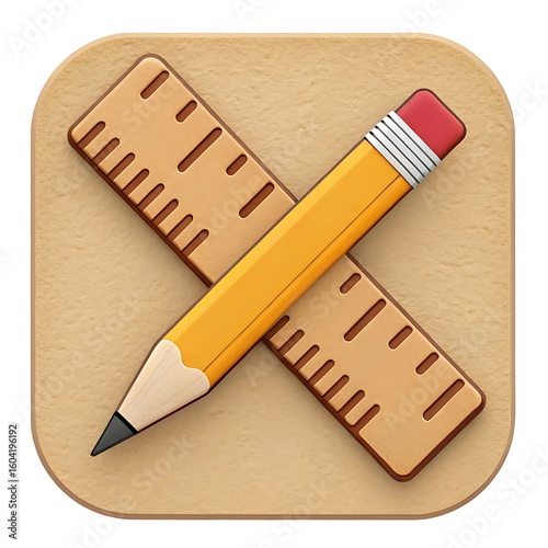 Pencil and Ruler Icon Design Measurement and Precision Tool