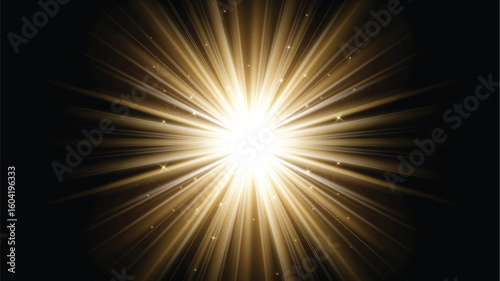 Circle shape golden light on black background. Luxury night style abstract vector. 1920x1080. Business presentation design. Not created with AI tools.