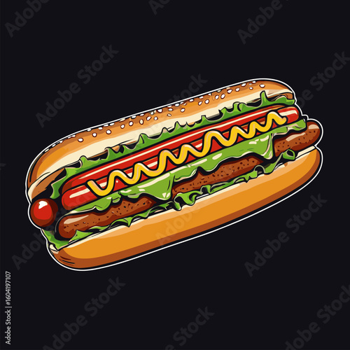 The hotdog vector is made in great detail