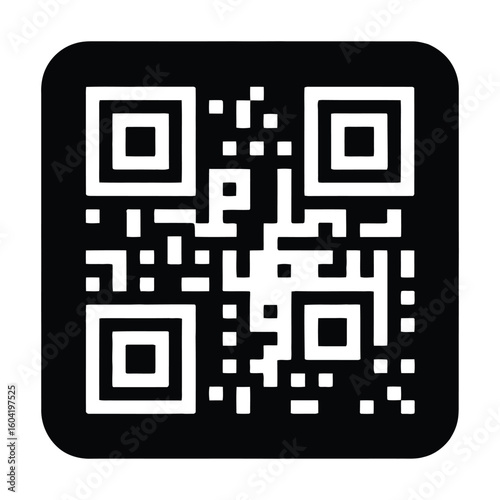 Neon Glow QR Code Silhouette, Vector, Illustration, Outline, Line Art, Icon, White Background.