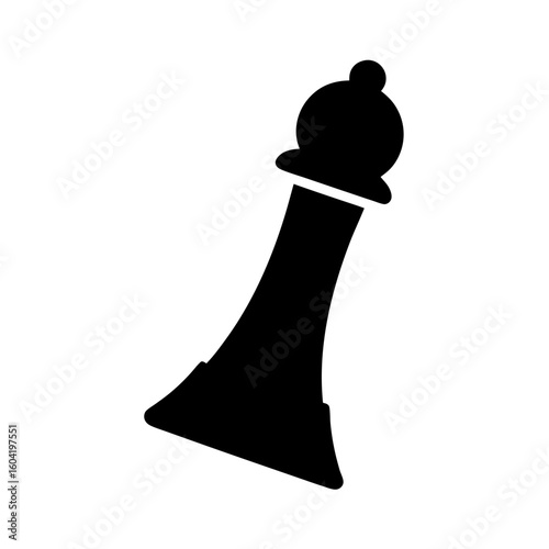 Detailed illustration of a black bishop chess piece on a white background