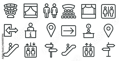 Wallpaper Mural Public information icons set – outline, linear, wayfinding and signage symbols Torontodigital.ca