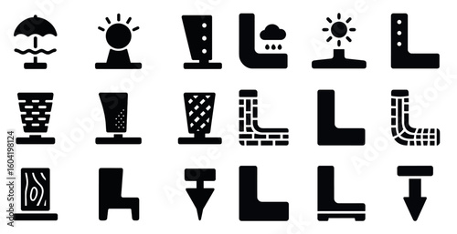 Weather solid icons set – filled, flat, climate and meteorology symbols