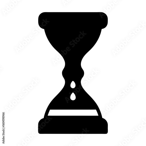 Simple black silhouette of an hourglass with dripping sand or liquid