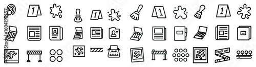 Crime scene outline icons set – investigation, forensic, evidence symbols
