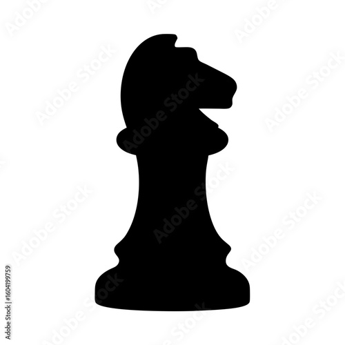 Silhouette of a chess knight piece in black and white design art