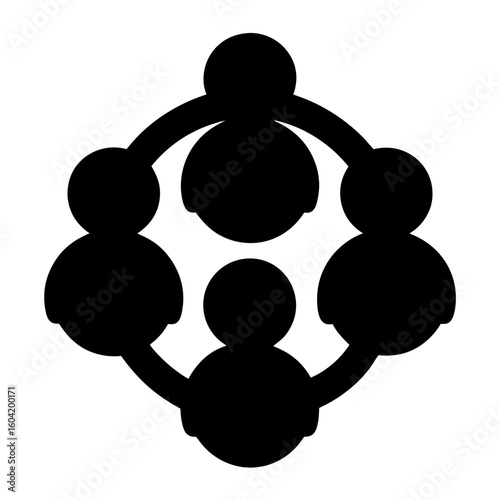Connected people network with leader and team members in black silhouette