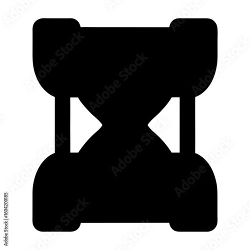 Abstract black and white hourglass shape, minimalistic geometric representation of time