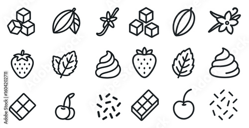 Culinary and food line icons set – outline, cooking, gourmet and kitchen symbols