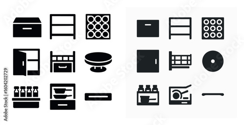 Kitchen appliance silhouette icons set – flat, solid, home and cooking symbols