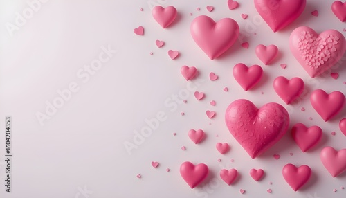 
Romantic Pink Hearts on White Valentine’s Day Banner Design