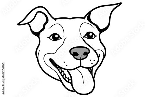 Playful Dog Face Panting with Lolling Tongue – Cute Canine Art