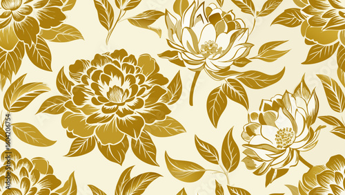 peony flower golden pattern wallpapers isolated white backgrounds for floral wallpaper the bedroom, patterned fills, webs pages, surface textures, books covers, fabrics printing papers,anniversary, 