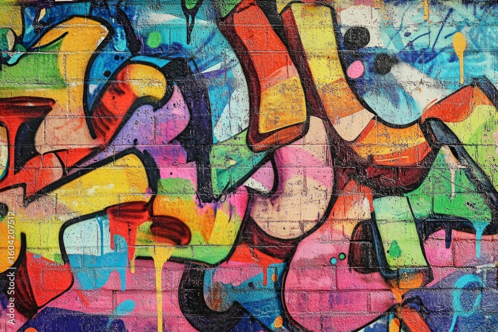 Obraz premium Vivid urban graffiti wall capturing street art energy. Neural network AI generated