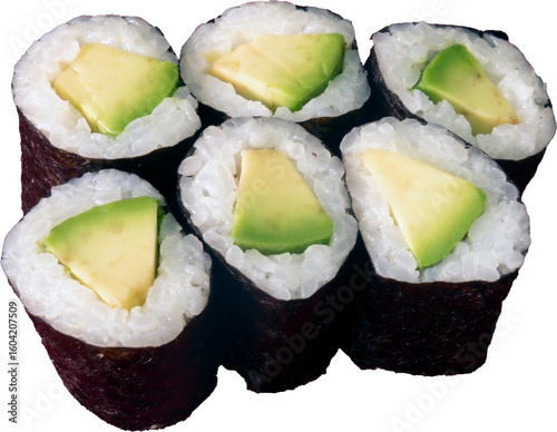Japanese dish, Makizushi, (Rolled) using avocado.