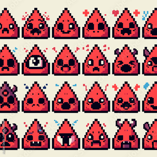 Consistent pixel art style across all expressions.