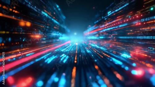 Wallpaper Mural Dynamic digital tunnel with moving light lines. Suitable for advertising high-tech products and futuristic concepts.
 Torontodigital.ca