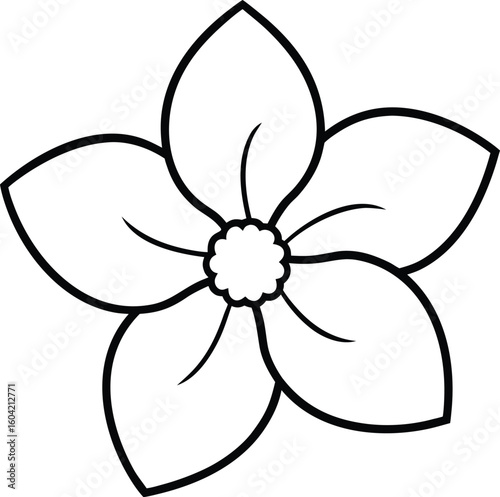 Clean black line art dogwood flower isolated on transparent background