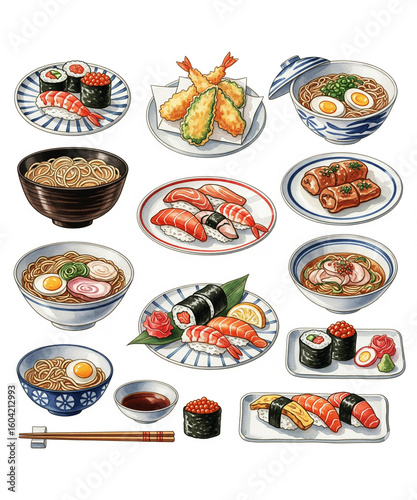 set of Japanese food . 