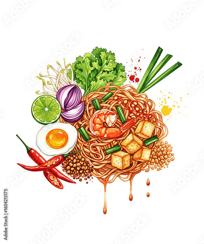 Painting, Pad Thai, Thai food