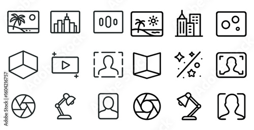 Travel and tourism icons set – outline, linear, vacation and trip symbols